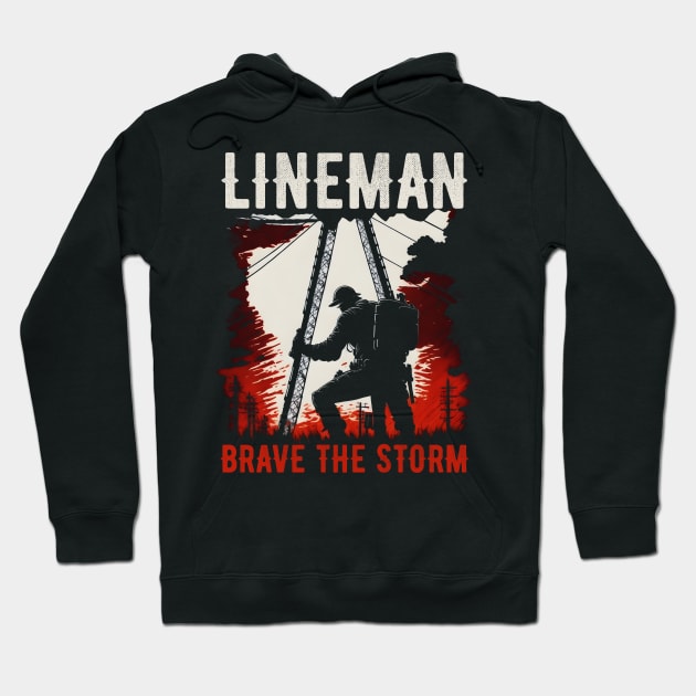 Lineman brave the storm. Hoodie by T-shirt US